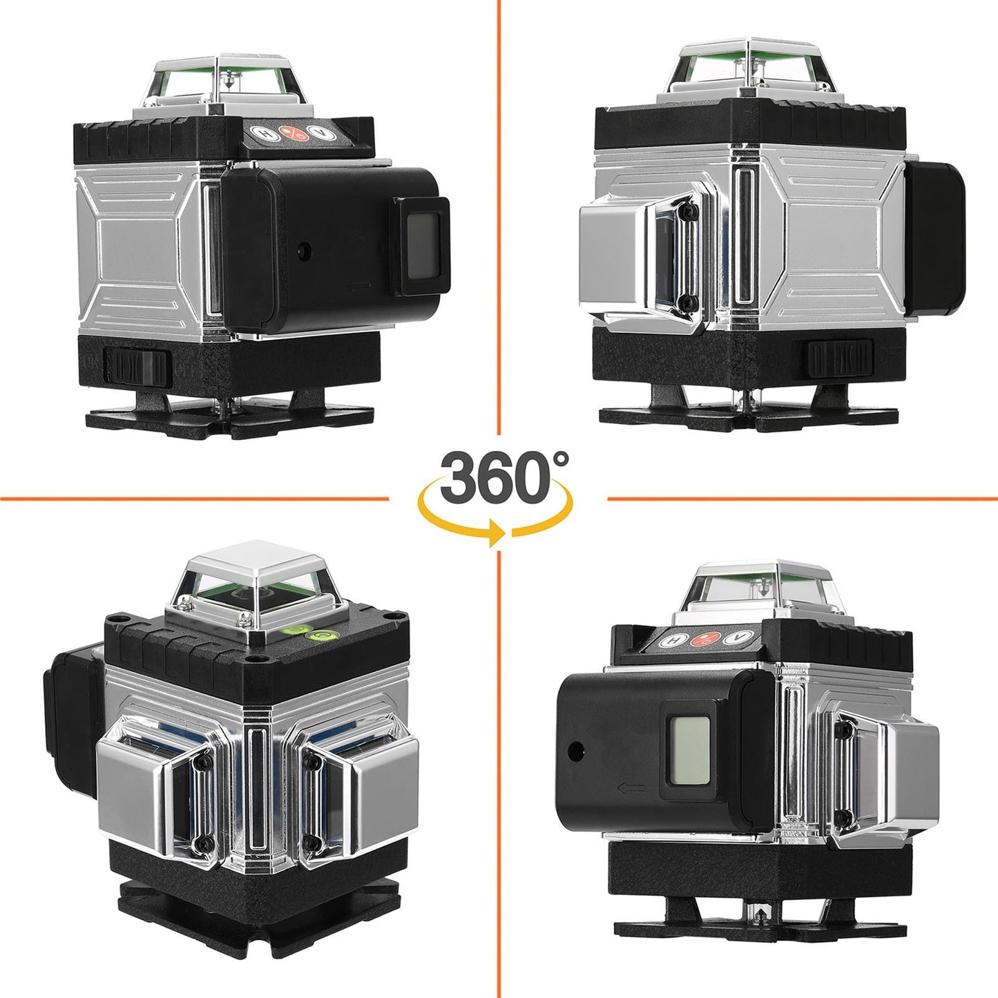 Flexible Stable Multi-functional 16 Lines Laser Level 3-degree Self-leveling Function Leveling Tool Omnidirectional Ground and Wall Sticker with Vertical Horizontal Oblique Line