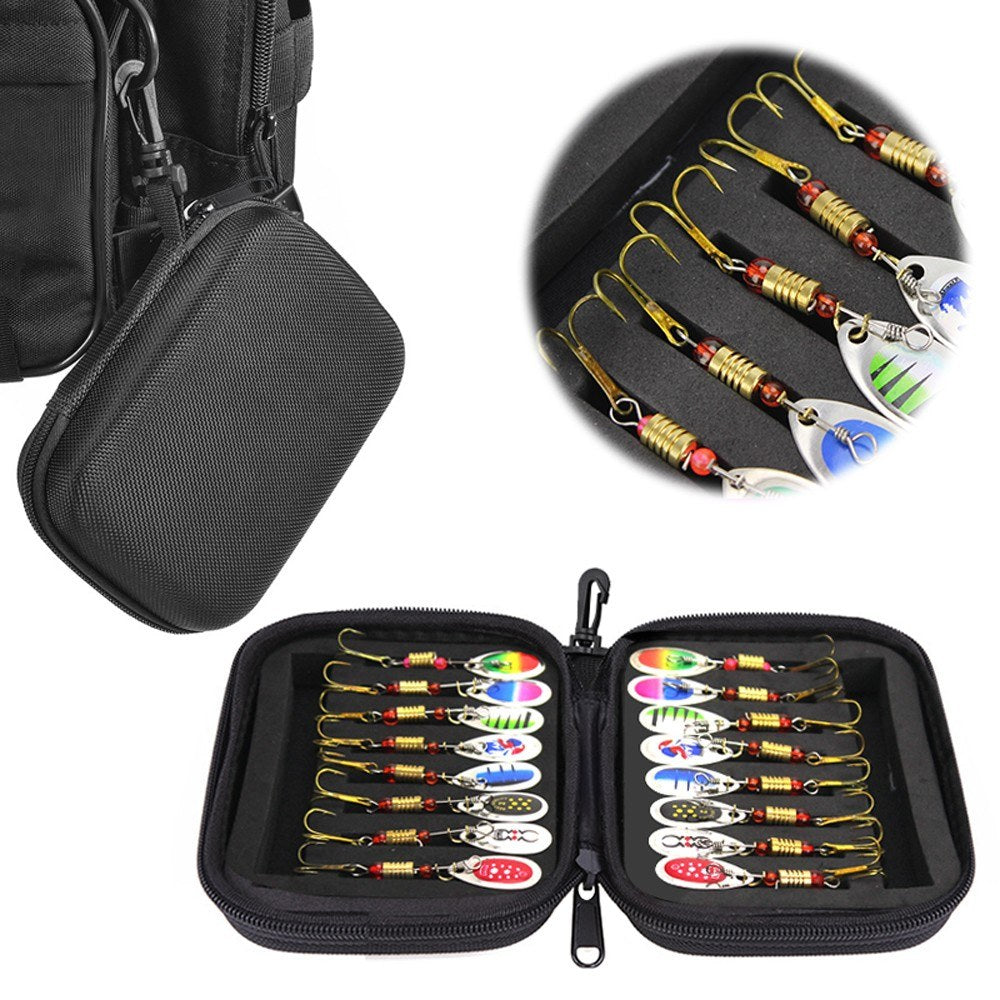 16 Pcs Fishing Spoons Lures Metal Baits Set with Water-resistant Storage Bag Case for Trout Bass Casting Spinner Fishing Bait