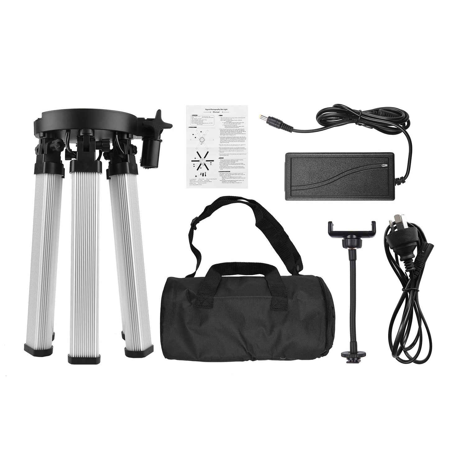 26 inch 54W Portable Foldable 6 Tubes Stick Beauty Light Adjustable 3200K-5600K Bi-color LED Fill Light CRI 90+ with Flexible Phone Holder for Live Streaming Vlogging Makeup Lighting