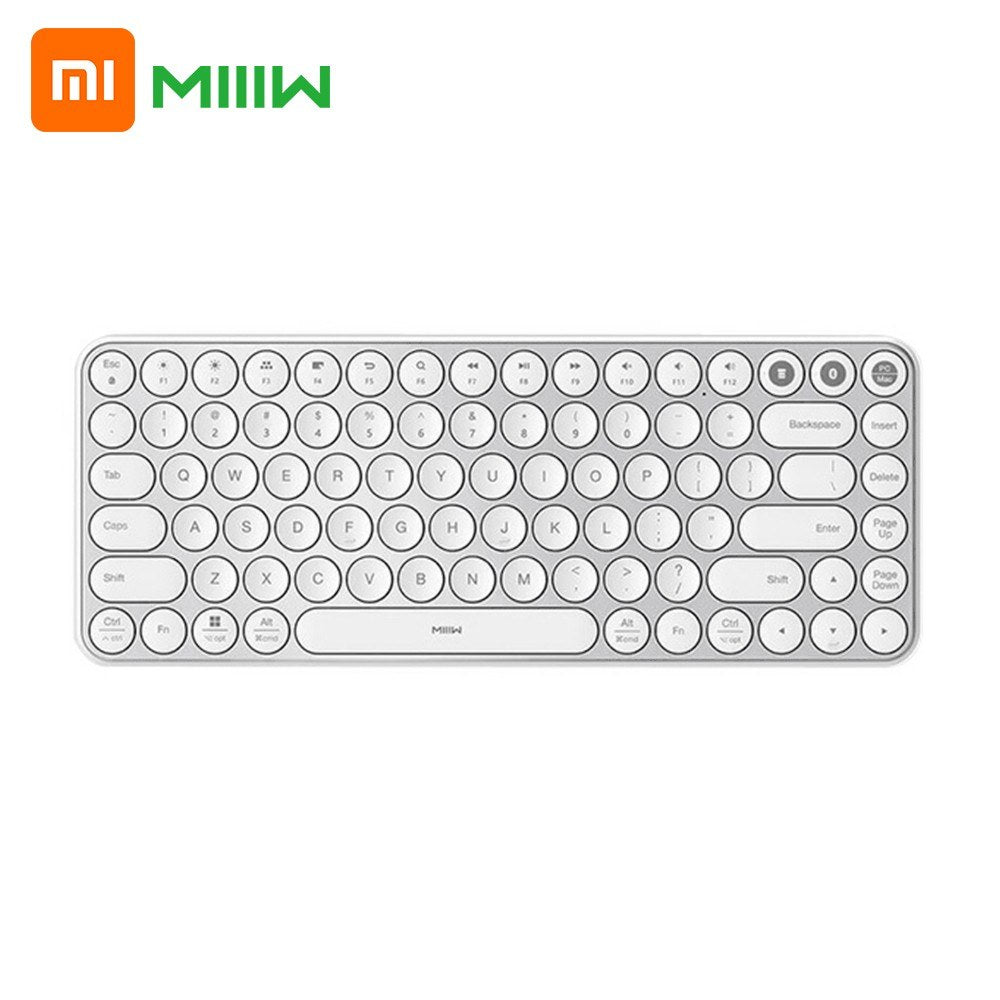 MIIIW MWXKT01 Bluetooth Keyboard Portable Mini Dual Mode (Bluetooth 4.2 + 2.4G) Wireless Keyboard with 85-Key Round Keycaps for Mac/iPad/iPhone/Windows/iOS/Android