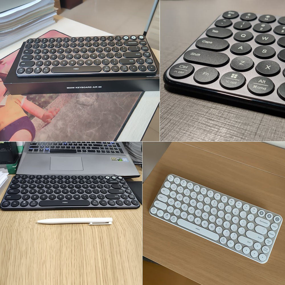 MIIIW MWXKT01 Bluetooth Keyboard Portable Mini Dual Mode (Bluetooth 4.2 + 2.4G) Wireless Keyboard with 85-Key Round Keycaps for Mac/iPad/iPhone/Windows/iOS/Android
