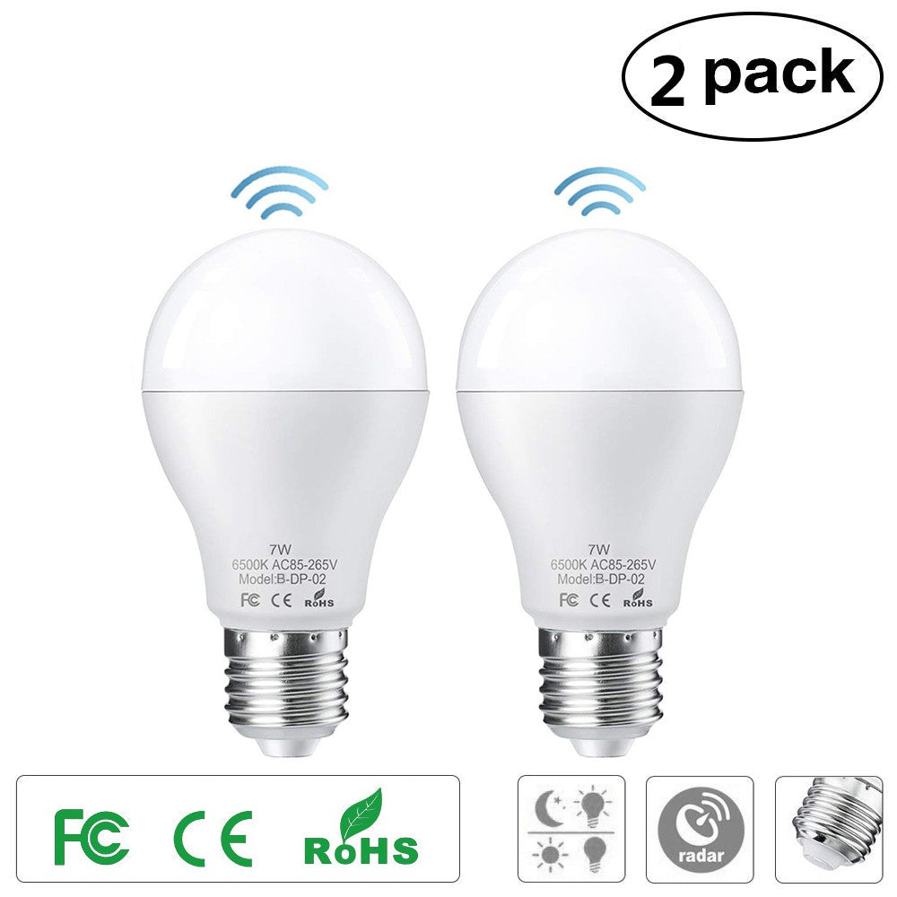 2pcs/lot E27 LED Light Bulb with Motion Sensor Smart Light Radar Sensor 7W Replaces 50 W Sensor Bulb Energy Saving Lamp