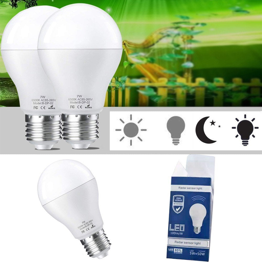 2pcs/lot E27 LED Light Bulb with Motion Sensor Smart Light Radar Sensor 7W Replaces 50 W Sensor Bulb Energy Saving Lamp