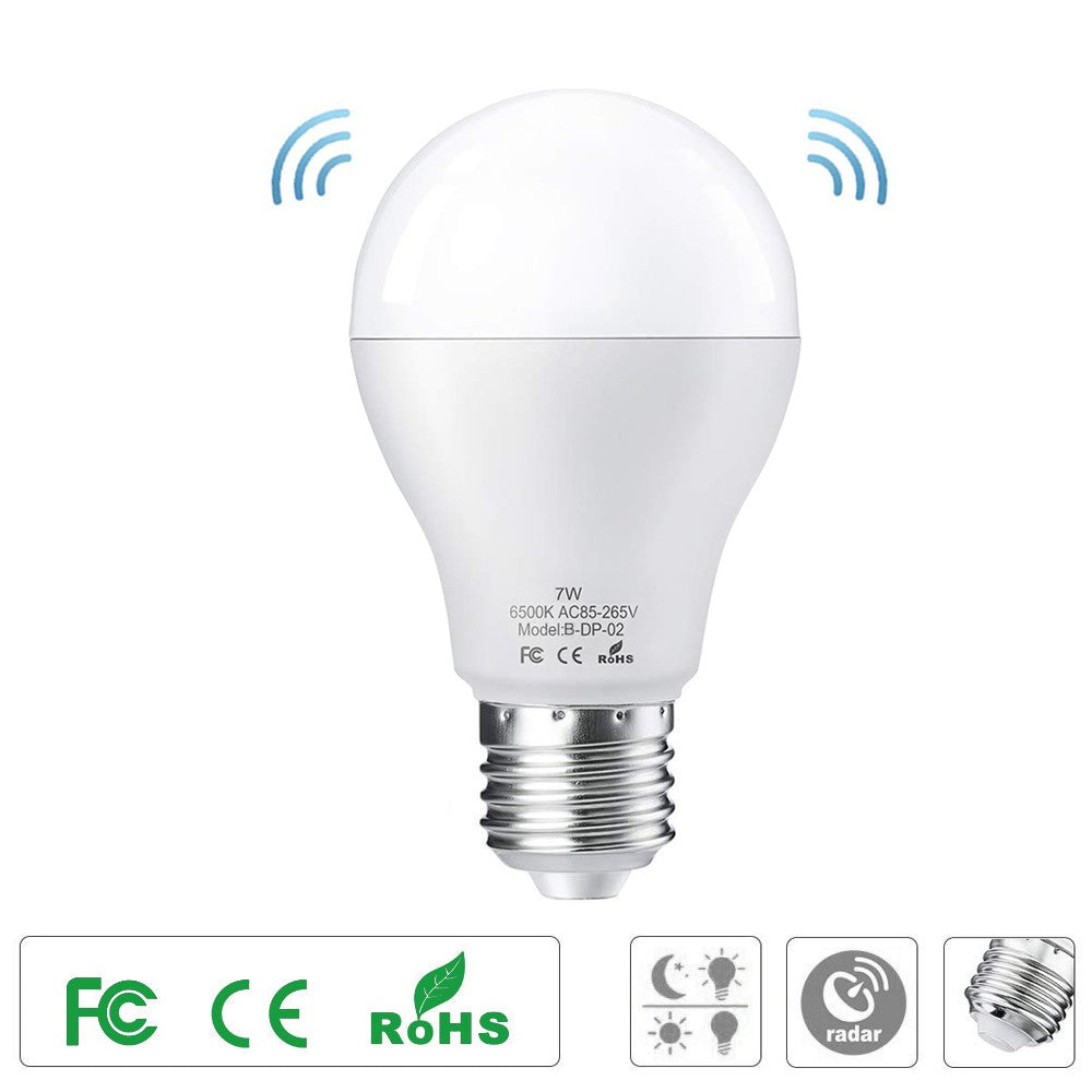 2pcs/lot E27 LED Light Bulb with Motion Sensor Smart Light Radar Sensor 7W Replaces 50 W Sensor Bulb Energy Saving Lamp