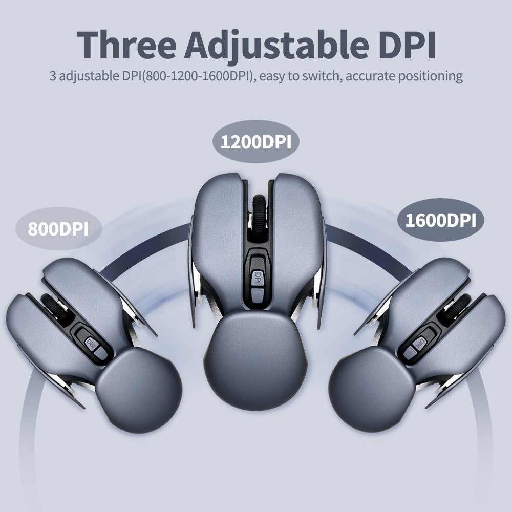 2.4G Wireless Mouse USB Rechargeable Ergonomic PC Laptop Mouse 10m Transmission Distance 3-level Adjustable DPI