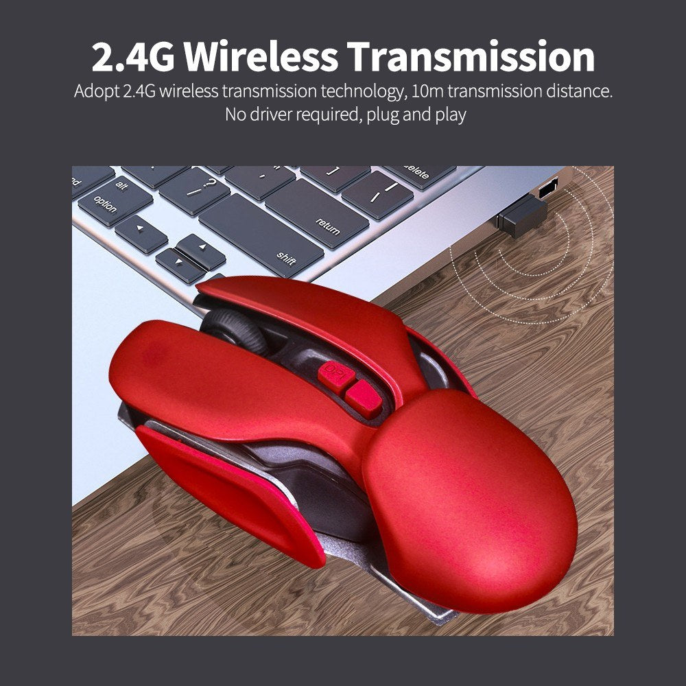 2.4G Wireless Mouse USB Rechargeable Ergonomic PC Laptop Mouse 10m Transmission Distance 3-level Adjustable DPI