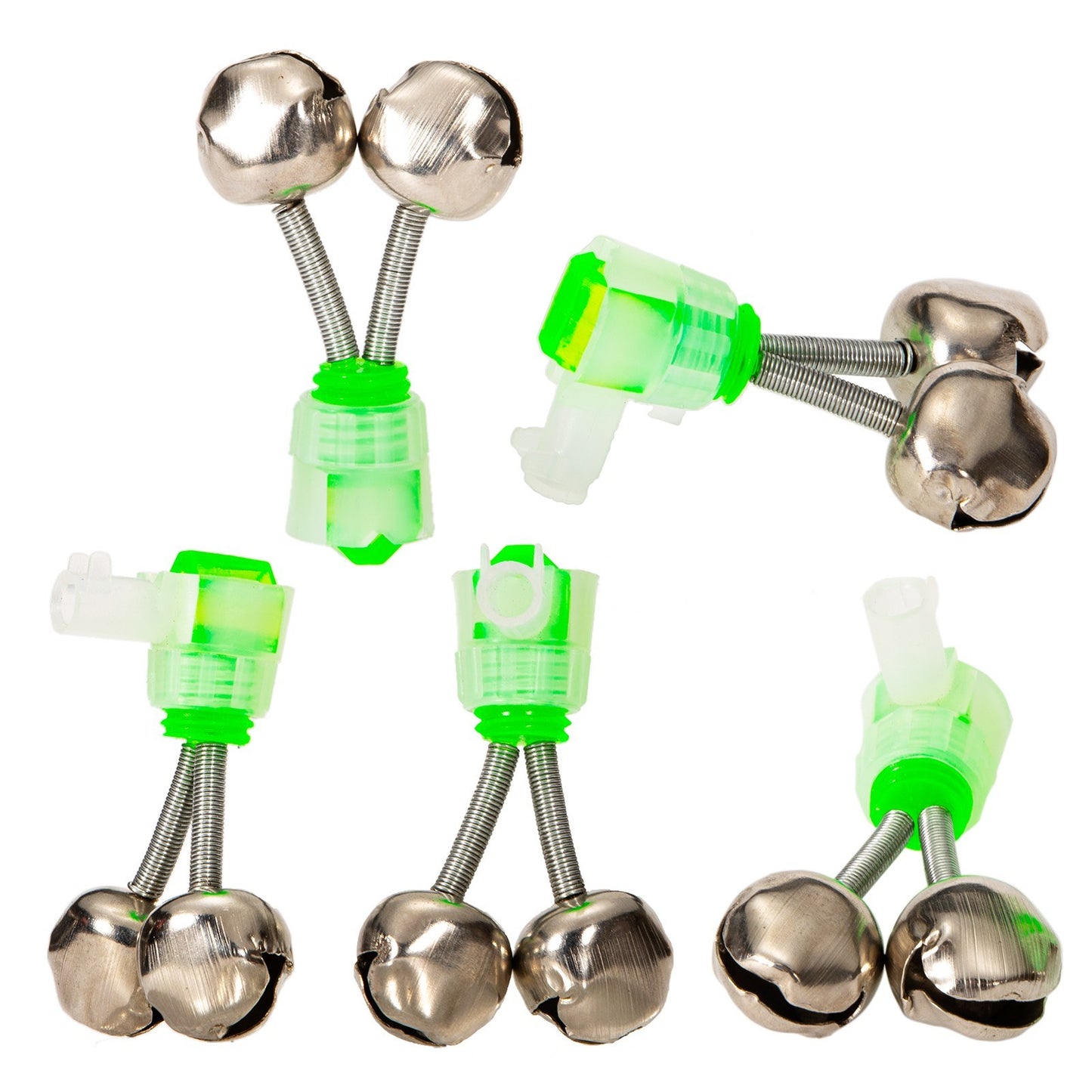 10Pcs LED Night Fishing Rod Bite with Ring Bells Fishing Tackle Light Clip Indicator on Fishing Rod