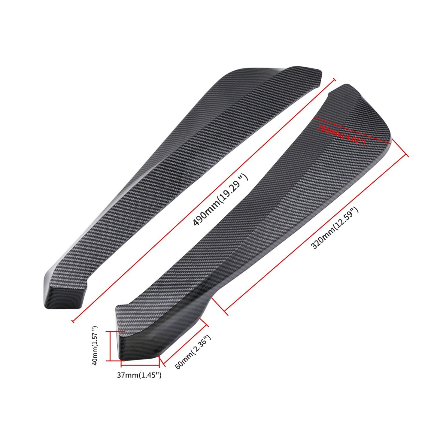 2Pcs Rear Bumper Lip Wrap Angle Splitter Diffuser Canard Aprons Body Side Skirt Rocker Winglet Wings