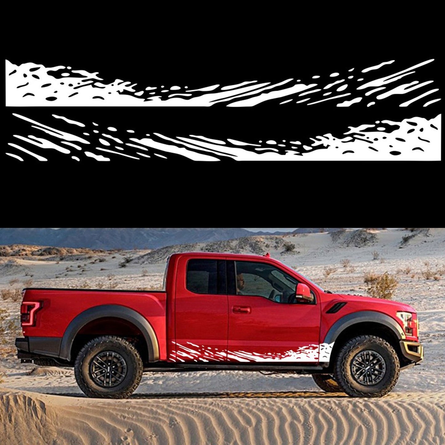 2Pcs Waves Design Truck Car Decoration Stickers Pickup SUV Car Body Door Vinyl Decal Stickers