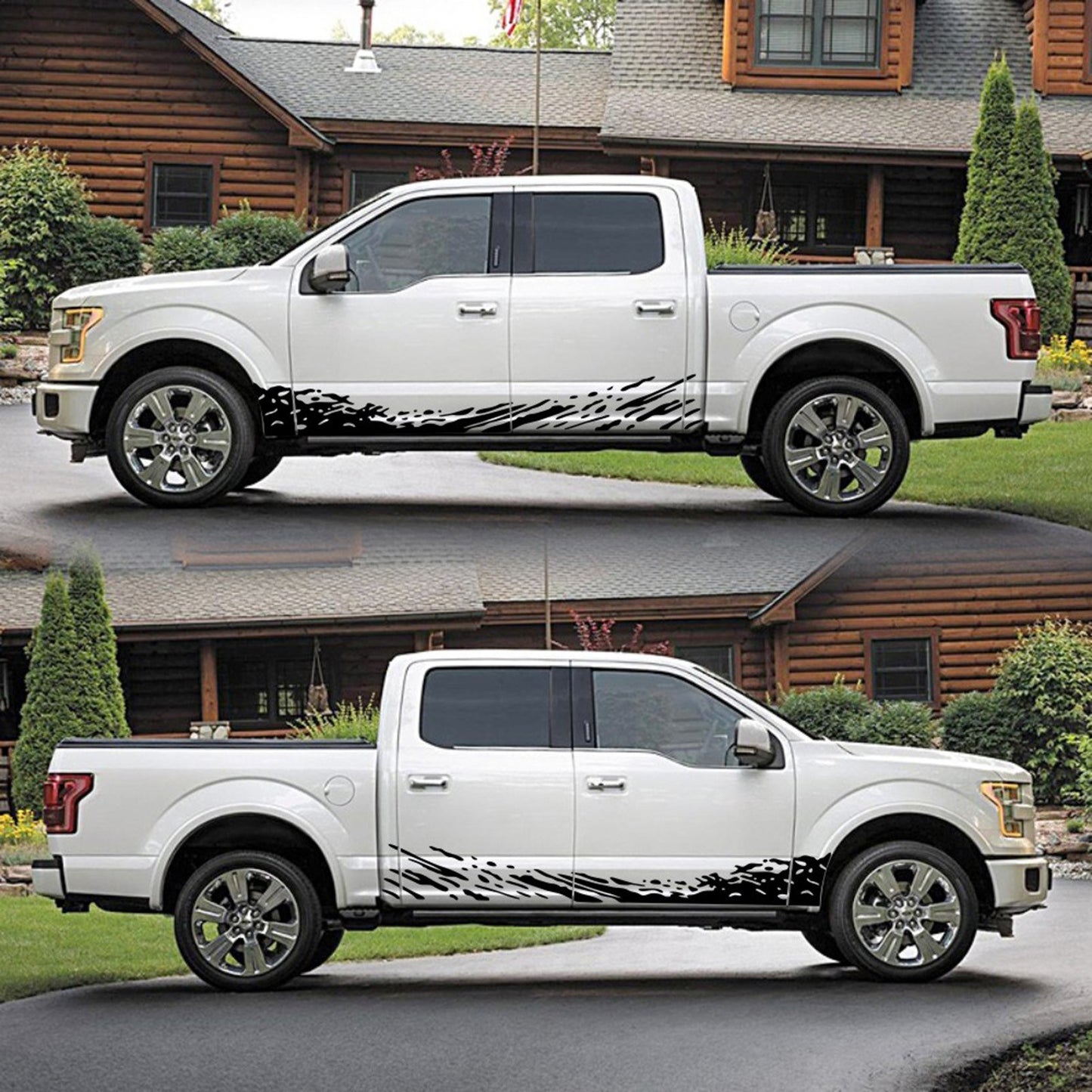 2Pcs Waves Design Truck Car Decoration Stickers Pickup SUV Car Body Door Vinyl Decal Stickers