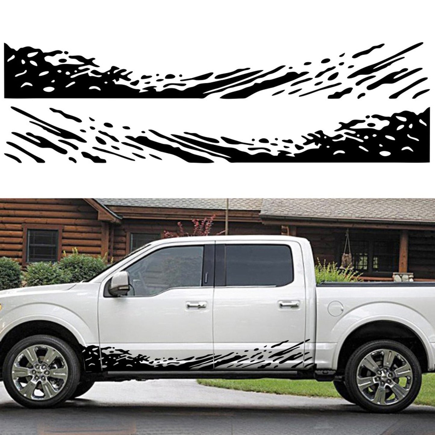 2Pcs Waves Design Truck Car Decoration Stickers Pickup SUV Car Body Door Vinyl Decal Stickers
