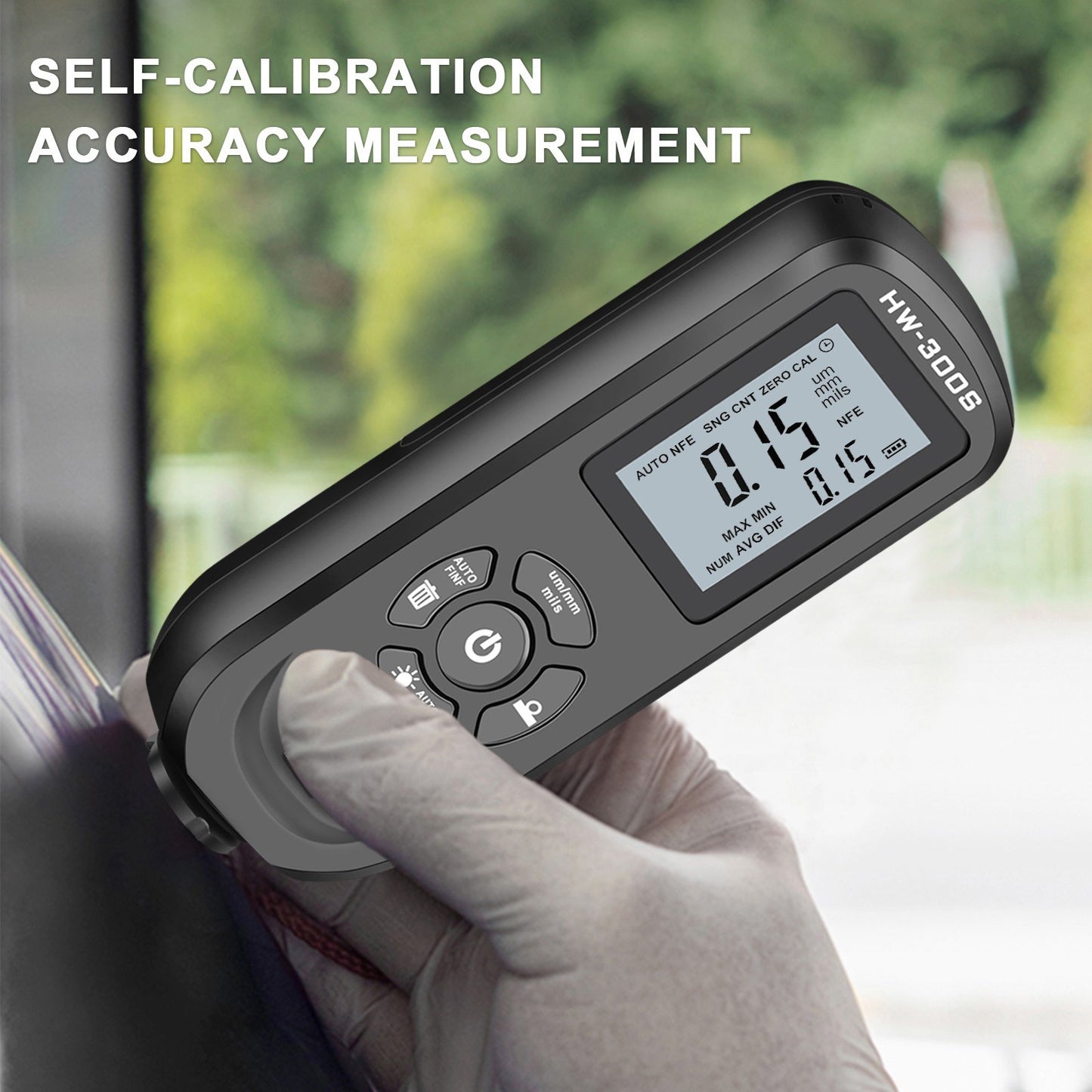 HW-300S Car Paint Tester Coating Thickness Car Painting Depth Gauge with Digital LCD Backlight Display Measuring Paint Depth
