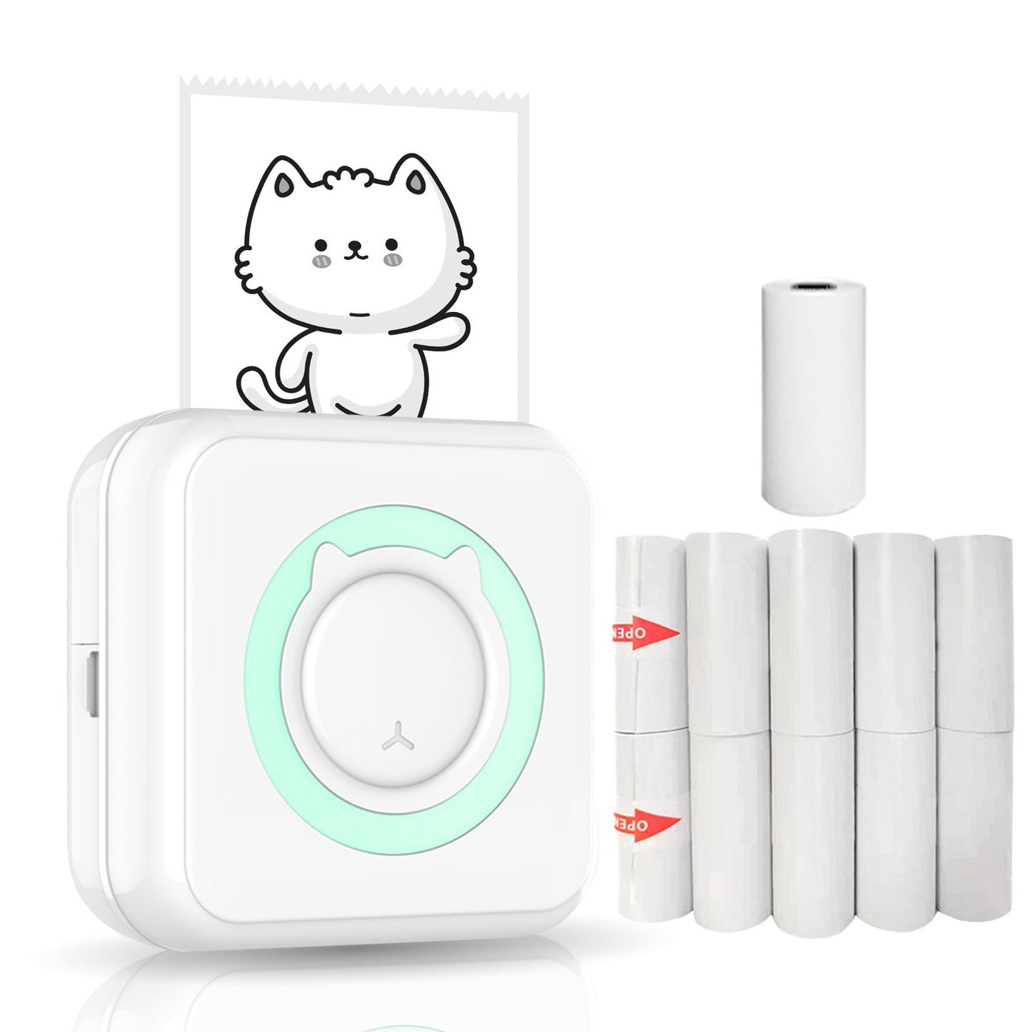 BT Connection Photo Printer Wireless Instant Mini Portable Multi-functional Printer with 11 Paper Rolls for iOS Android Smartphone