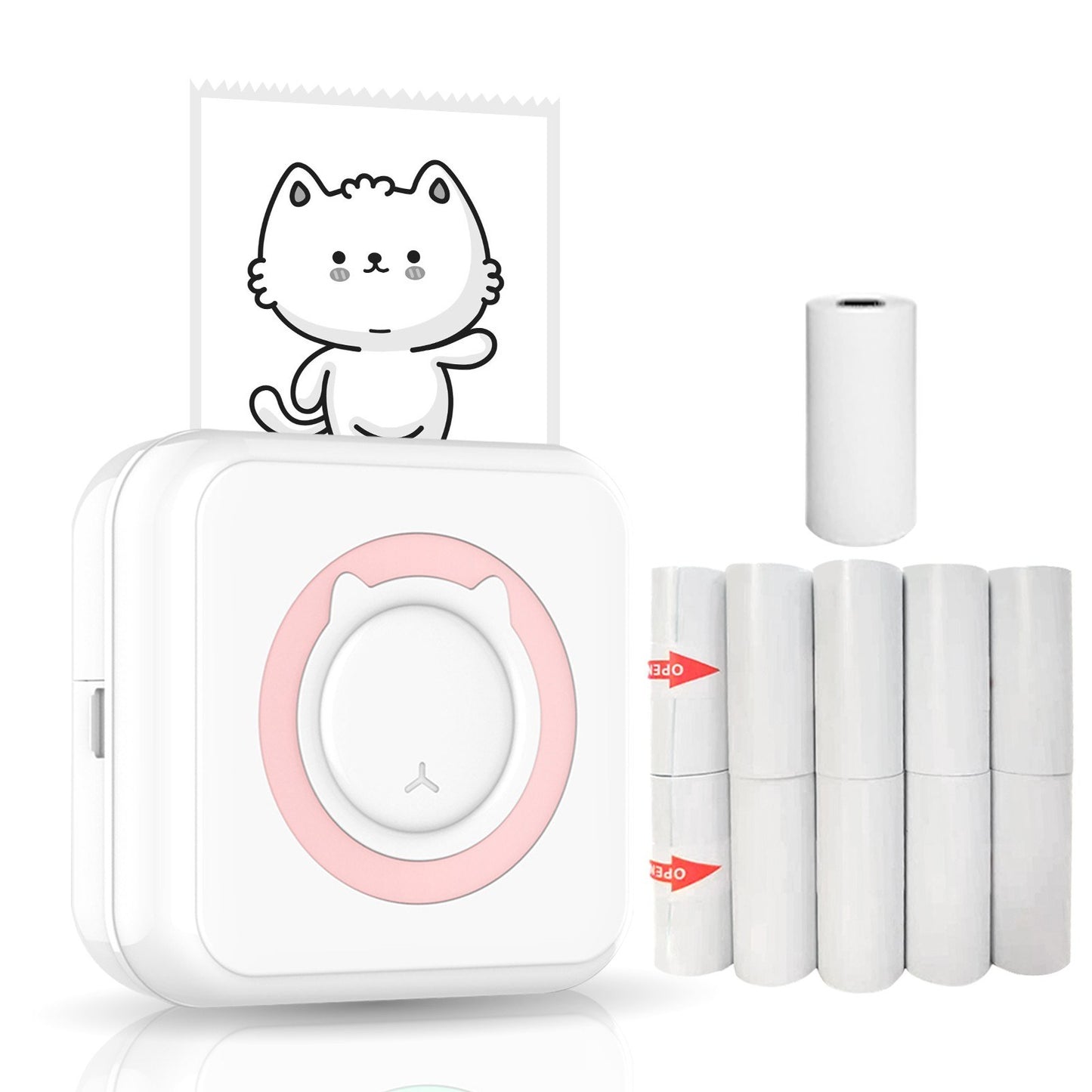 BT Connection Photo Printer Wireless Instant Mini Portable Multi-functional Printer with 11 Paper Rolls for iOS Android Smartphone