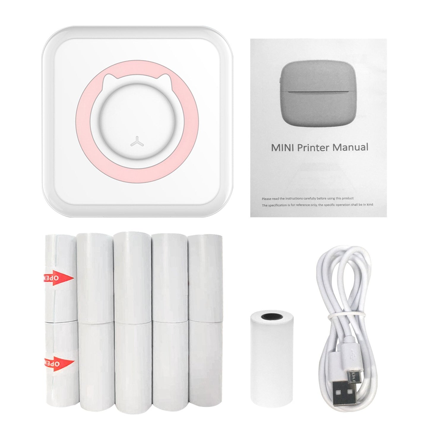 BT Connection Photo Printer Wireless Instant Mini Portable Multi-functional Printer with 11 Paper Rolls for iOS Android Smartphone