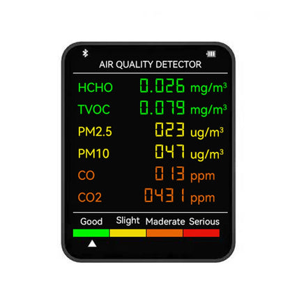 6 In 1 PM2.5 PM10 HCHO TVOC CO CO2 Multifunctional Air Quality Detector LCD Screen Display Air Quality Tester