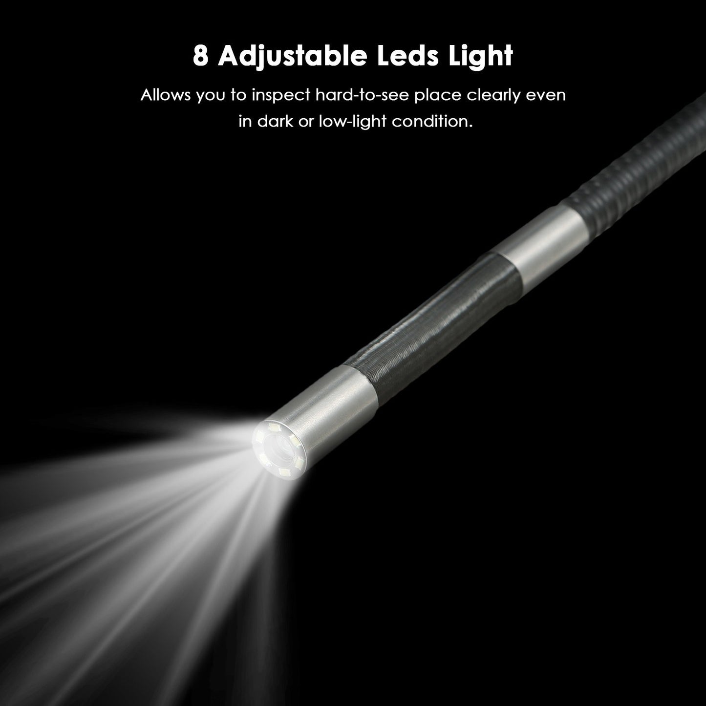 2-Way 180 Degree Steering Angle Industrial Endoscope Rechargeable 2.0 Million Pixel WiFi Waterproof Borescope for Automobile/Pipeline Inspection