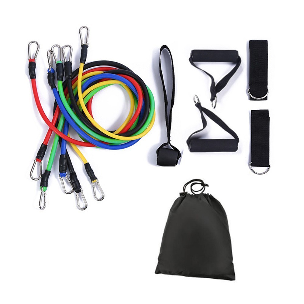 11 PCS Resistance Tube Bands Booty Bands Set Handles Ankle Strap Door Anchor Exercise Home Gym Equipment
