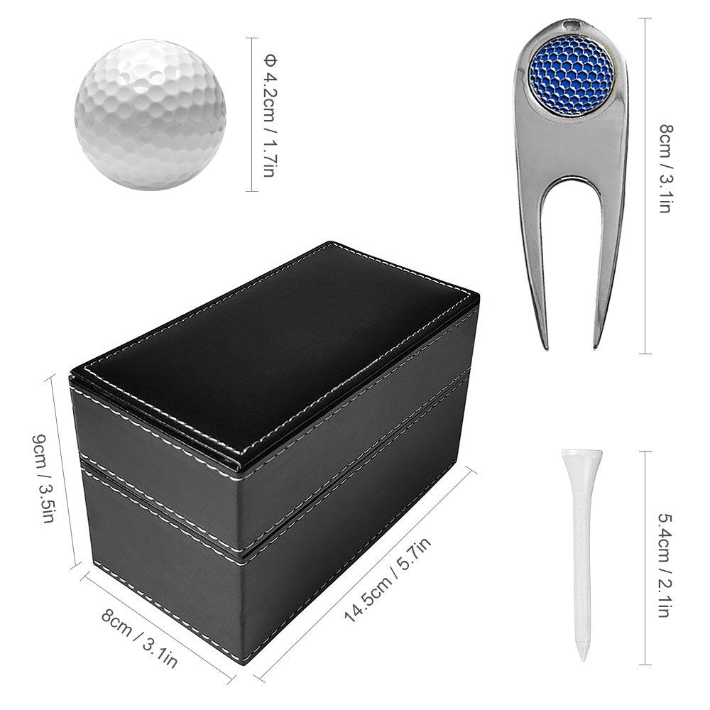 11 Pcs Golf Set Golf Training Accessories with 6 Golf Tees 3 Golf Balls Divot Repair Tool Leather Box Set