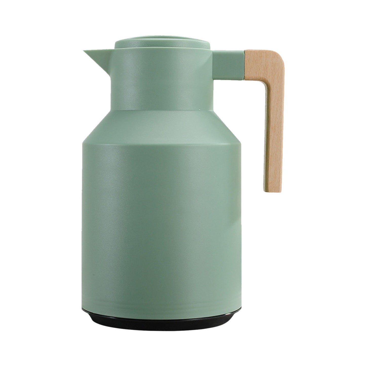 1L Thermal Coffee Carafe Double Walled Thermal Carafe Pot Keeping Hot Cold Water Kettle with Wood Handle