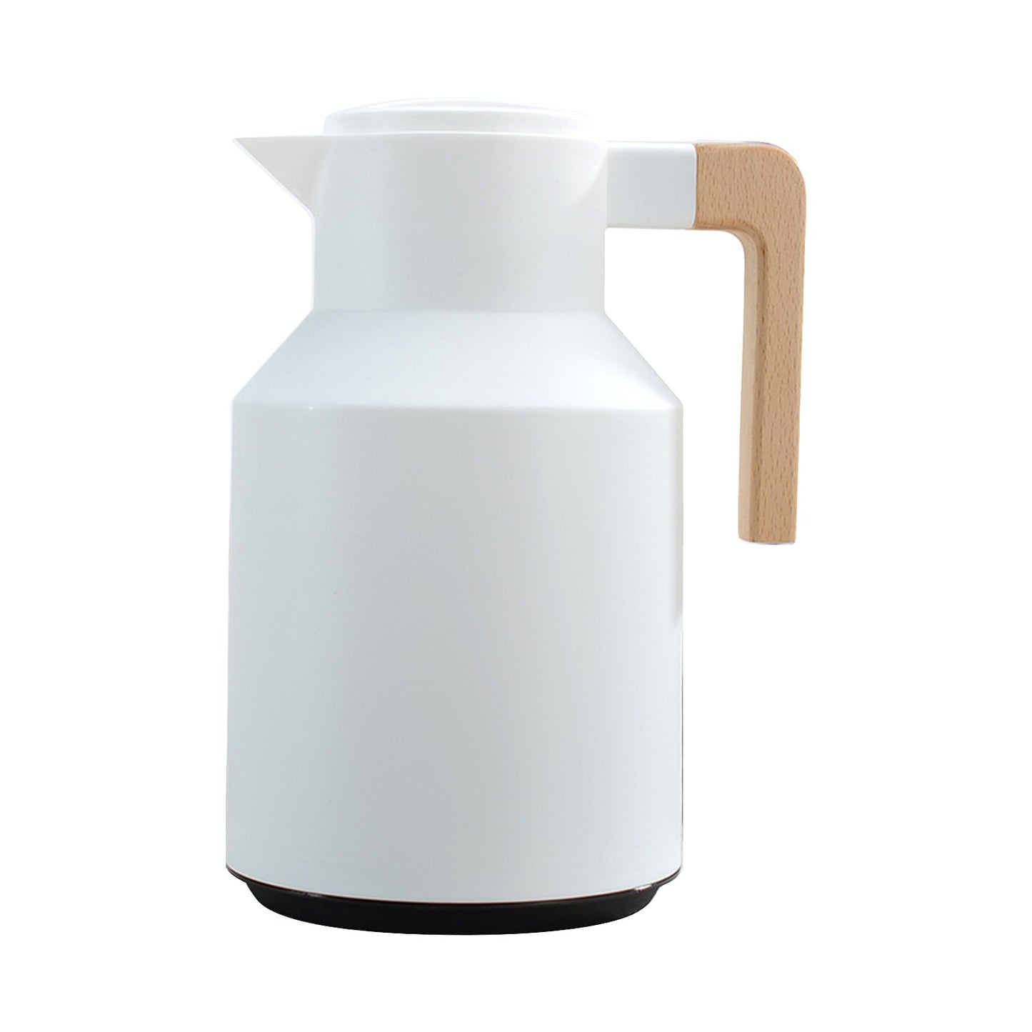 1L Thermal Coffee Carafe Double Walled Thermal Carafe Pot Keeping Hot Cold Water Kettle with Wood Handle