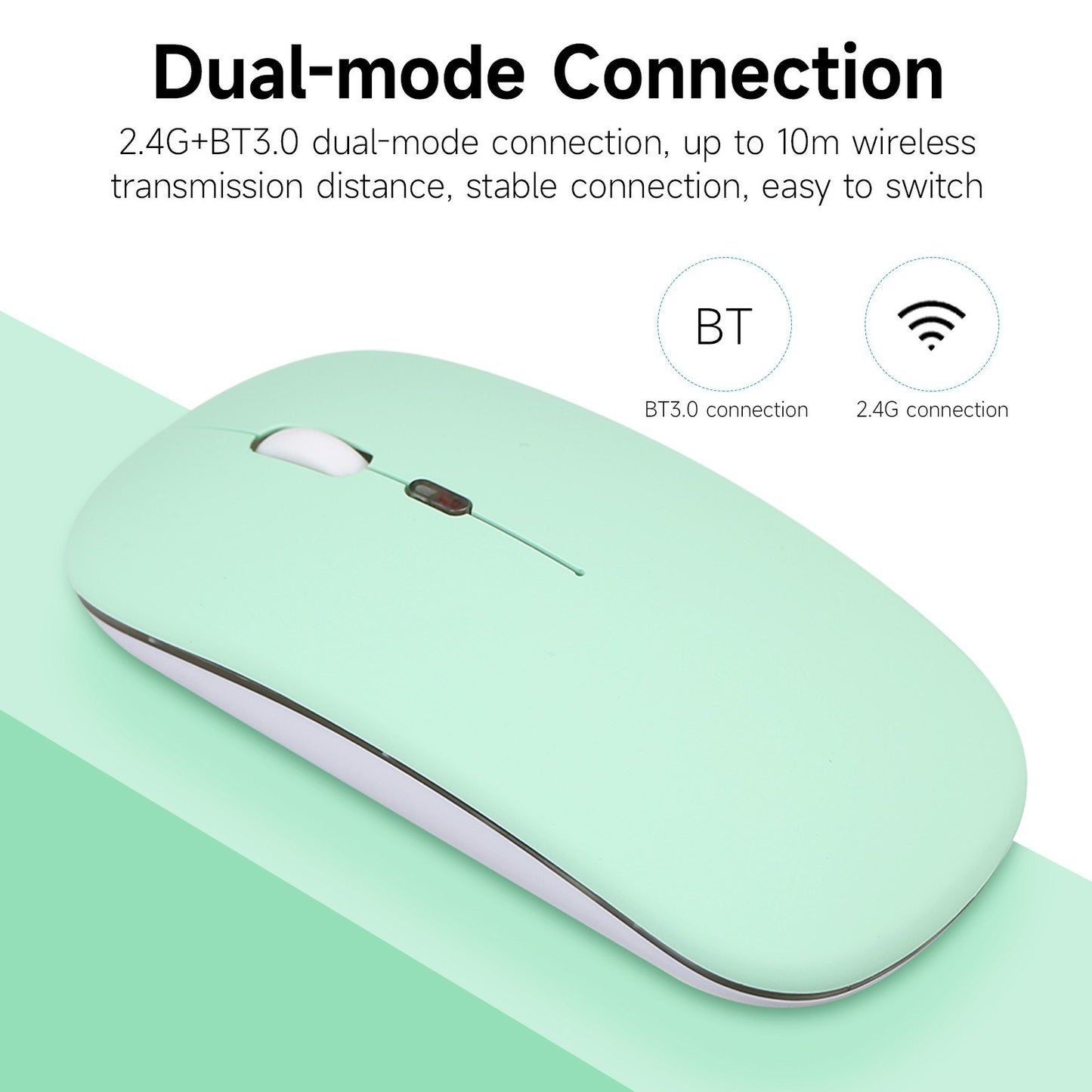 2.4G+BT3.0 Wireless Dual-mode Mouse 3 Level Adjustable DPI Mute Office Mouse with Built-in Rechargeable Battery