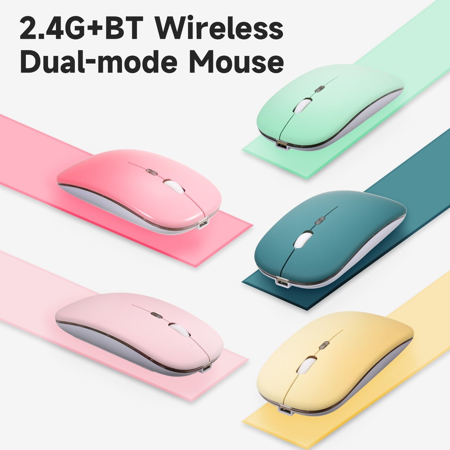 2.4G+BT3.0 Wireless Dual-mode Mouse 3 Level Adjustable DPI Mute Office Mouse with Built-in Rechargeable Battery