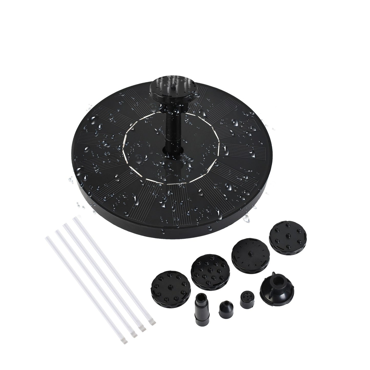 1.5W Solar Fountain Pump Anti-collision Bar Free Standing Water Pump Floating Fountain with 6 Nozzles Filter