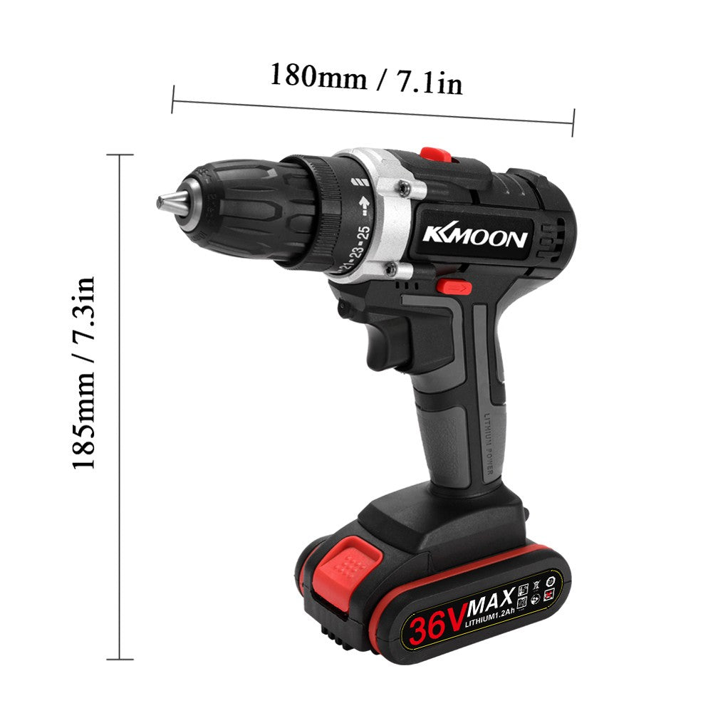 EU Plug 36V Multi-functional Electric Cordless Drill High-power Lithium Battery Wireless Rechargeable Hand Drills Brush Motor Home DIY Electric Power Tools