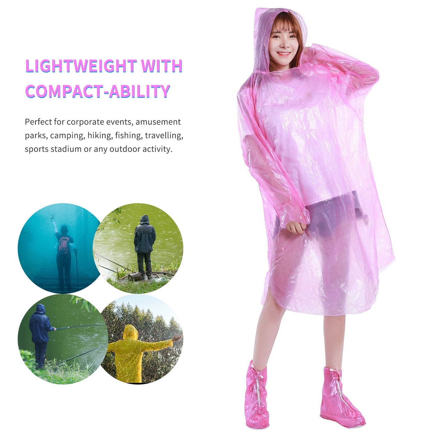 Transparent Lightweight Disposable Adults PVC Raincoat Waterproof for Men and Women