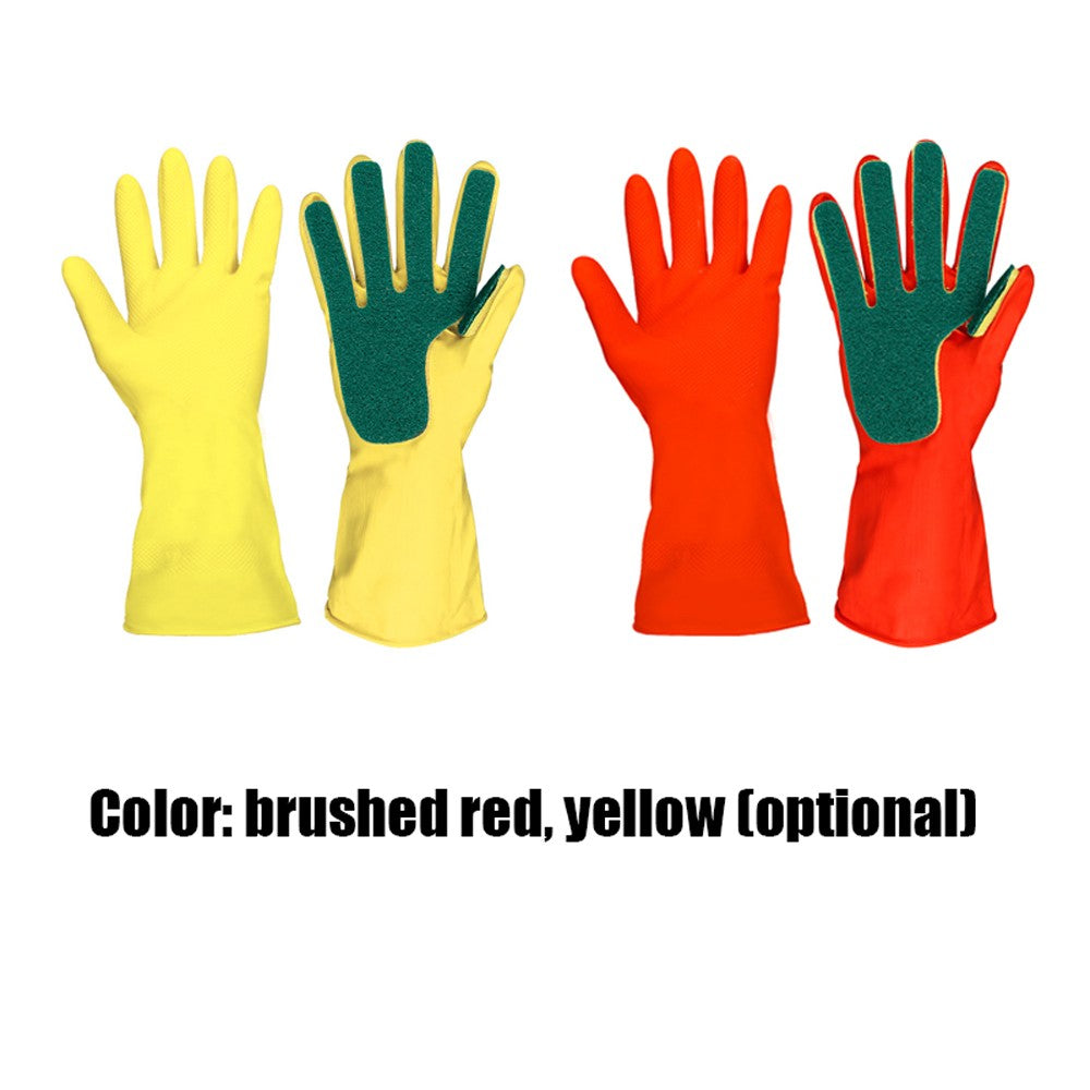 1 Pair Household Cleaning Gloves Home Kitchen Dishwashing Sponge Fingers Rubber Cleaning Gloves