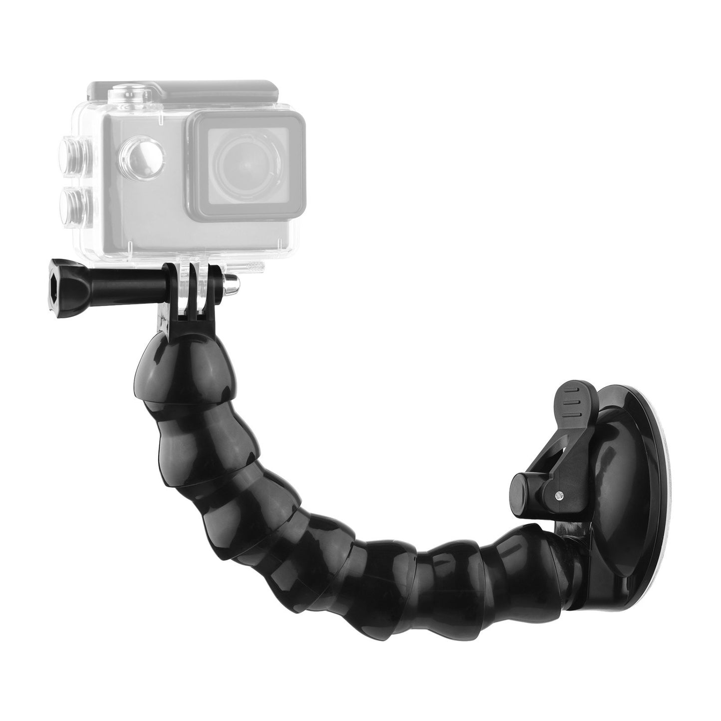 23cm/ 9.1in Flexible Suction Cup Mount Windshield Phone Mount 360-degree Rotating 1/4 Inch Screw Connector with Phone Holder for Smartphone Sports Camera