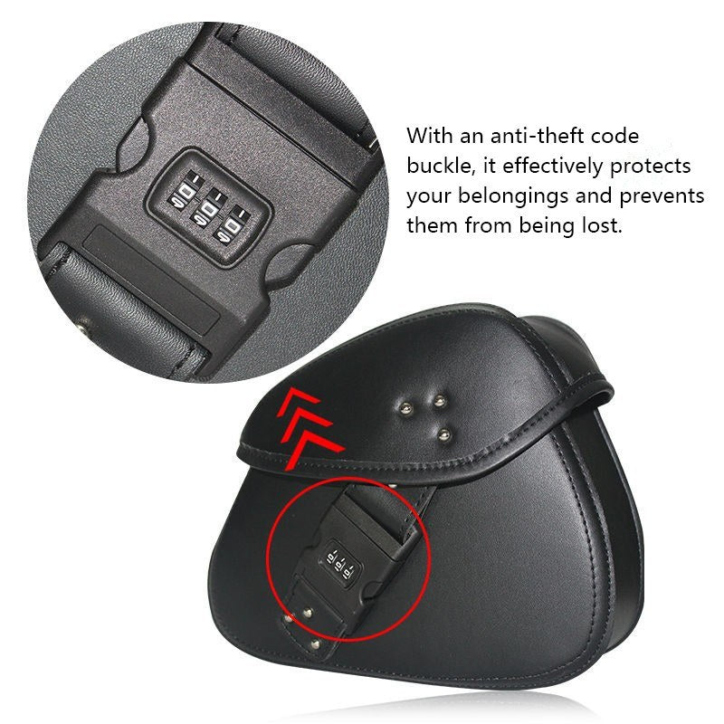 1Pair Motorcycle Saddlebag PU Leather Side Bags Universal Storage Organizer Portable Pouches Waterproof with Combination Lock