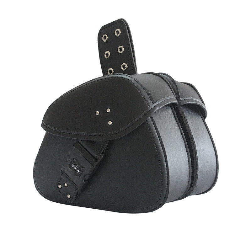 1Pair Motorcycle Saddlebag PU Leather Side Bags Universal Storage Organizer Portable Pouches Waterproof with Combination Lock