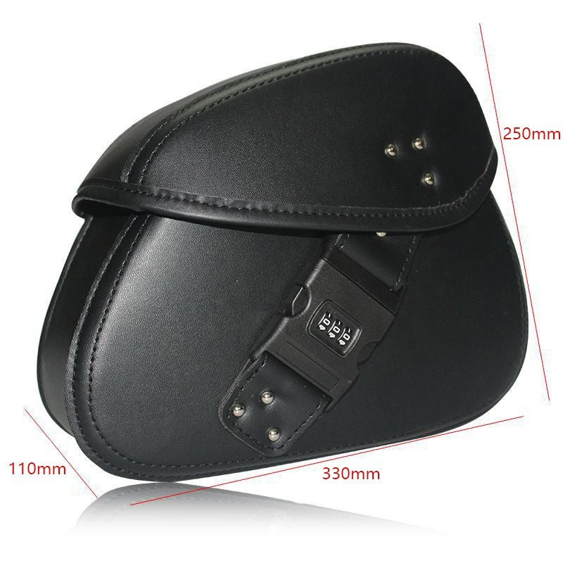 1Pair Motorcycle Saddlebag PU Leather Side Bags Universal Storage Organizer Portable Pouches Waterproof with Combination Lock