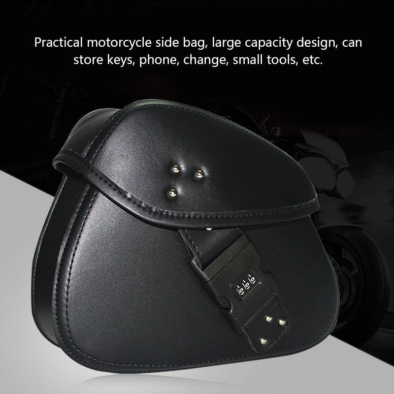 1Pair Motorcycle Saddlebag PU Leather Side Bags Universal Storage Organizer Portable Pouches Waterproof with Combination Lock