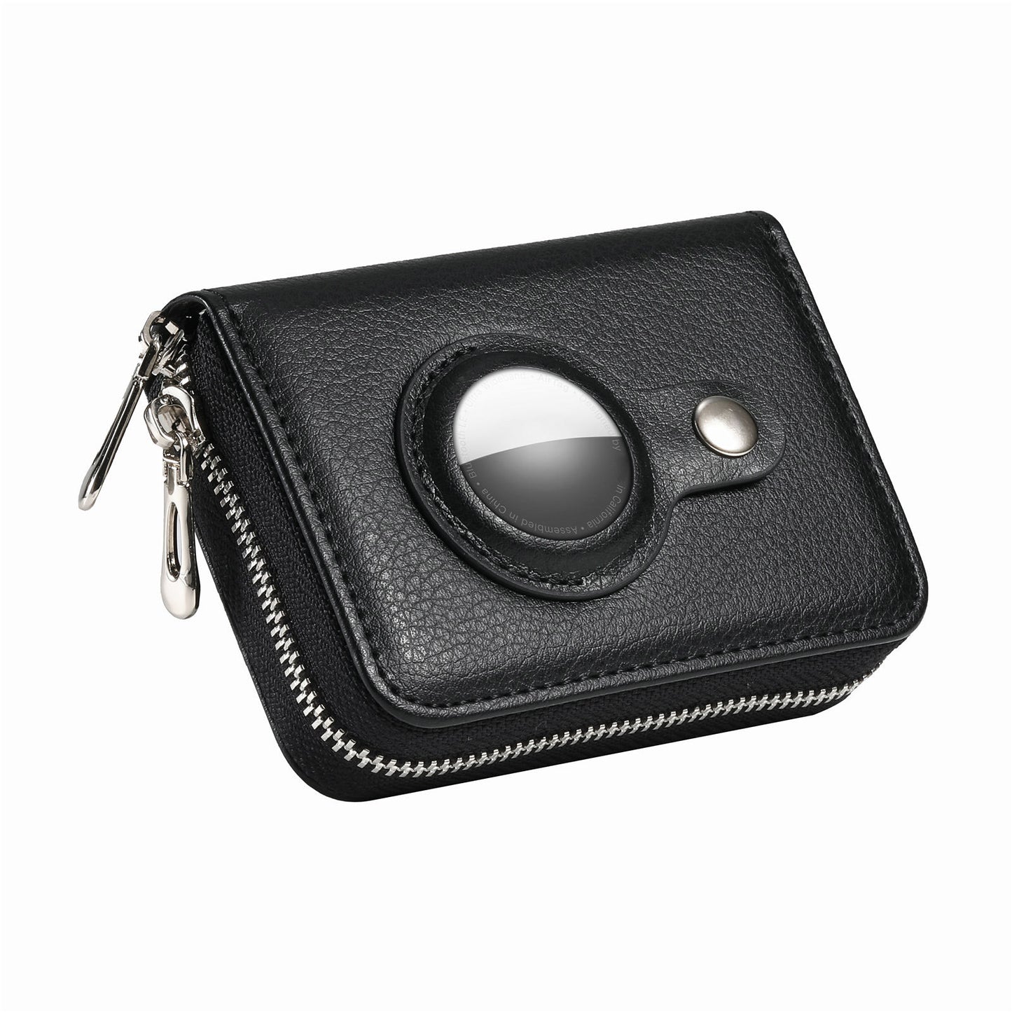 RFID Blocking Card Holder PU Leather Zipper Wallet with Built-in Case for Apple AirTag