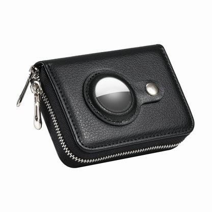 RFID Blocking Card Holder PU Leather Zipper Wallet with Built-in Case for Apple AirTag