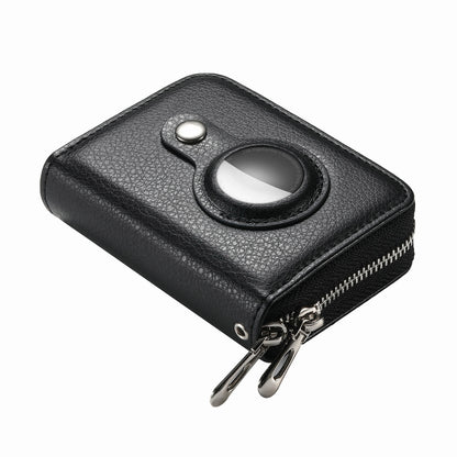 RFID Blocking Card Holder PU Leather Zipper Wallet with Built-in Case for Apple AirTag