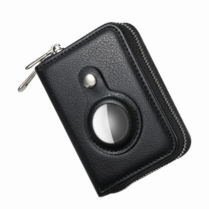 RFID Blocking Card Holder PU Leather Zipper Wallet with Built-in Case for Apple AirTag