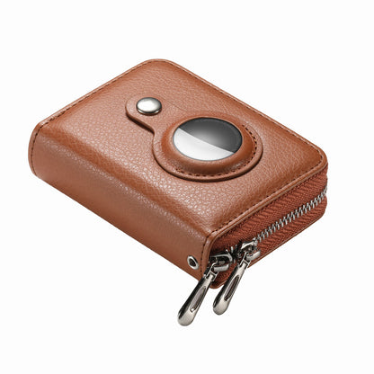 RFID Blocking Card Holder PU Leather Zipper Wallet with Built-in Case for Apple AirTag