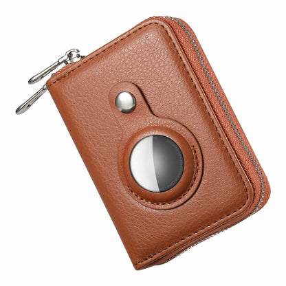 RFID Blocking Card Holder PU Leather Zipper Wallet with Built-in Case for Apple AirTag