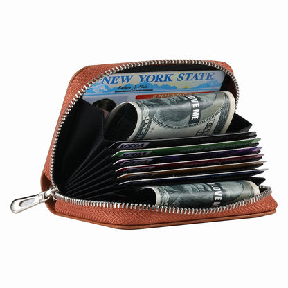 RFID Blocking Card Holder PU Leather Zipper Wallet with Built-in Case for Apple AirTag