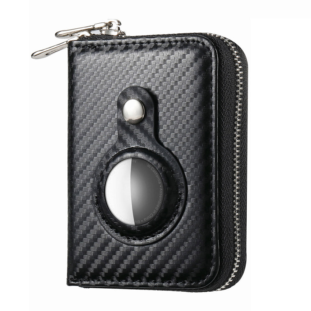 RFID Blocking Card Holder PU Leather Zipper Wallet with Built-in Case for Apple AirTag
