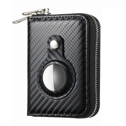 RFID Blocking Card Holder PU Leather Zipper Wallet with Built-in Case for Apple AirTag