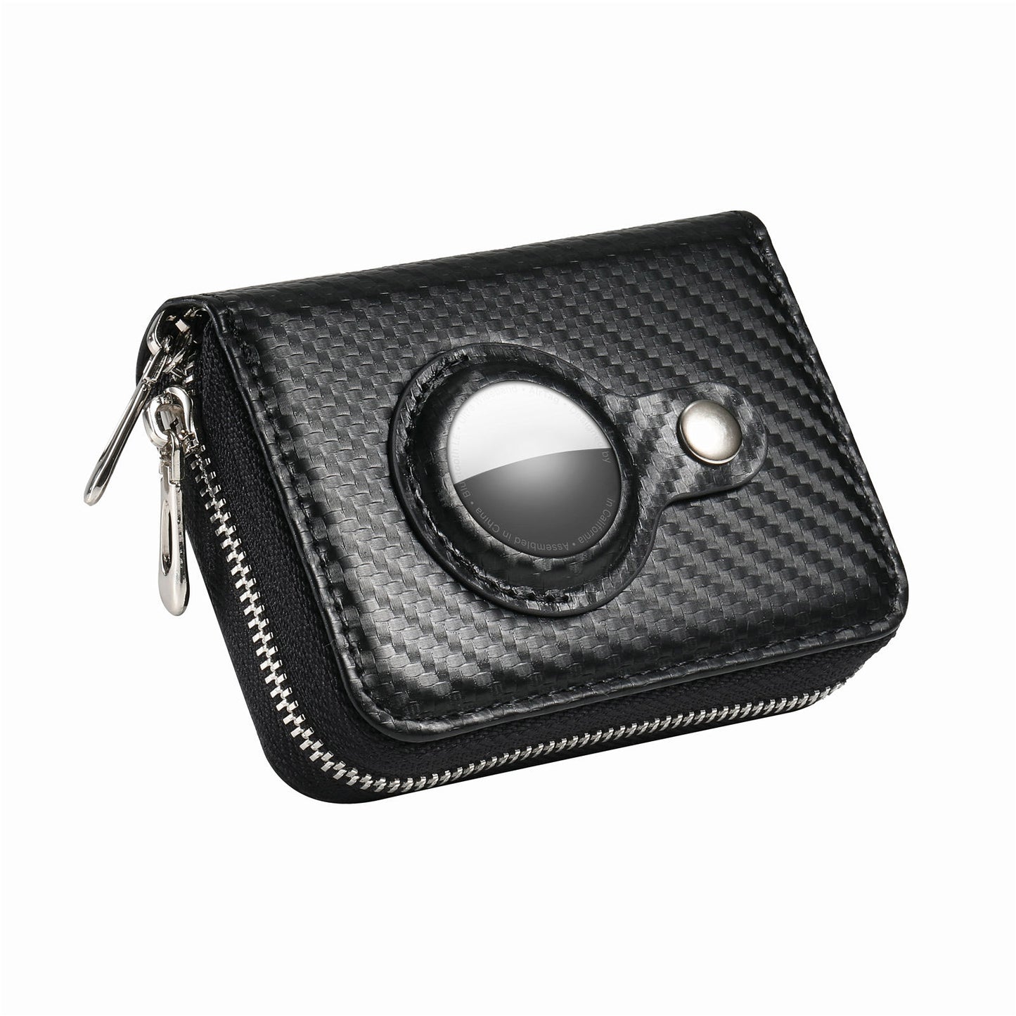 RFID Blocking Card Holder PU Leather Zipper Wallet with Built-in Case for Apple AirTag
