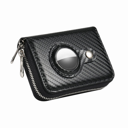RFID Blocking Card Holder PU Leather Zipper Wallet with Built-in Case for Apple AirTag