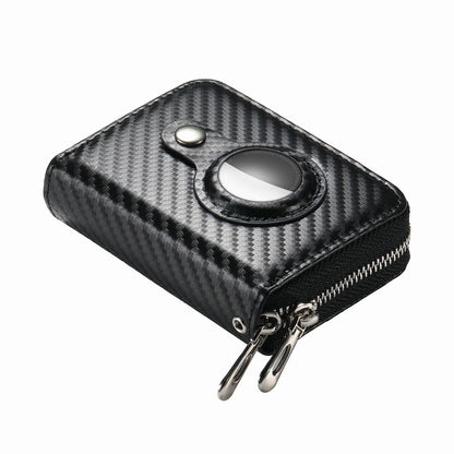 RFID Blocking Card Holder PU Leather Zipper Wallet with Built-in Case for Apple AirTag
