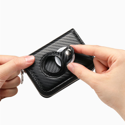 RFID Blocking Card Holder PU Leather Zipper Wallet with Built-in Case for Apple AirTag