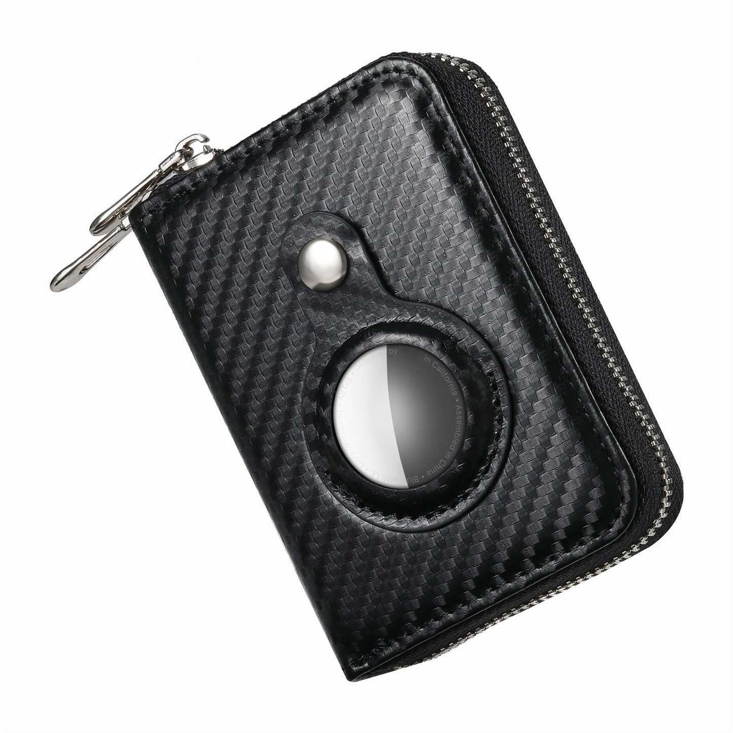 RFID Blocking Card Holder PU Leather Zipper Wallet with Built-in Case for Apple AirTag